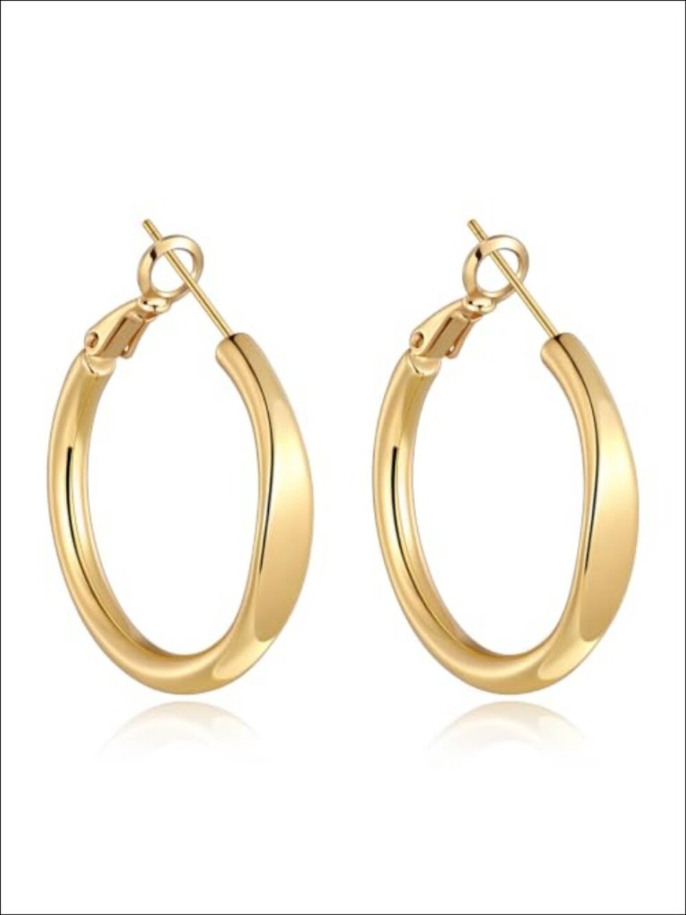 Flat Edge Chunky 14k Gold Plated Hoop Earrings for Women Trendy